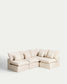 Divano angolare modulare sfoderabile Anarela 4 posti in lino e viscosa beige 287 x 197 cm / 197 x 287 cm FSC Mix Credit
