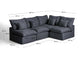 Divano angolare modulare sfoderabile Anarela 4 posti in lino e viscosa grigio scuro 287 x 197 cm / 197 x 287 cm FSC Mix Credit