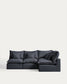 Divano angolare modulare sfoderabile Anarela 4 posti in lino e viscosa grigio scuro 287 x 197 cm / 197 x 287 cm FSC Mix Credit