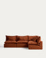 Divano angolare modulare sfoderabile Anarela 6 posti in 100% lino terracotta 327 x 217 cm / 217 x 327 cm FSC Mix Credit