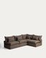 Divano angolare modulare sfoderabile Anarela 6 posti in 100% lino tortora 327 x 217 cm / 217 x 327 cm FSC Mix Credit