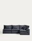 Divano angolare modulare sfoderabile Anarela 6 posti in lino e viscosa grigio scuro 327 x 217 cm / 217 x 327 cm FSC Mix Credit