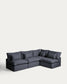Divano angolare modulare sfoderabile Anarela 6 posti in lino e viscosa grigio scuro 327 x 217 cm / 217 x 327 cm FSC Mix Credit