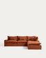Divano angolare modulare sfoderabile Anarela 6 posti in 100% lino terracotta 347 x 307 cm FSC Mix Credit