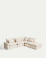 Divano angolare modulare sfoderabile Anarela 6 posti in lino e viscosa beige 347 x 307 cm FSC Mix Credit