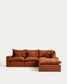 Divano angolare modulare sfoderabile Anarela 4 posti in 100% lino terracotta 307 x 287 cm FSC Mix Credit