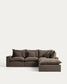 Divano angolare modulare sfoderabile Anarela 4 posti in 100% lino tortora 307 x 287 cm FSC Mix Credit