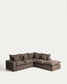 Divano angolare modulare sfoderabile Anarela 4 posti in 100% lino tortora 307 x 287 cm FSC Mix Credit