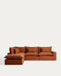 Divano angolare modulare sfoderabile Anarela 6 posti in 100% lino terracotta 307 x 347 cm FSC Mix Credit