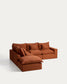 Divano angolare modulare sfoderabile Anarela 4 posti in 100% lino terracotta 287 x 307 cm FSC Mix Credit