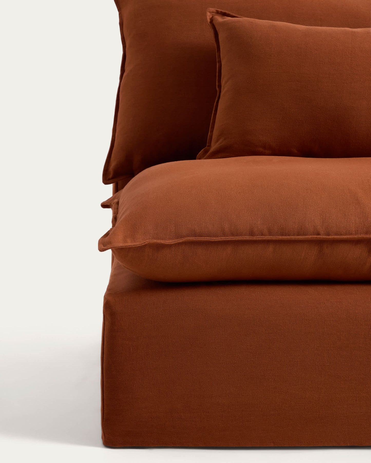 Divano modulare sfoderabile Anarela 5 posti in 100% lino color terracotta 330 cm FSC Mix Credit
