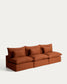 Divano modulare sfoderabile Anarela 5 posti in 100% lino color terracotta 330 cm FSC Mix Credit