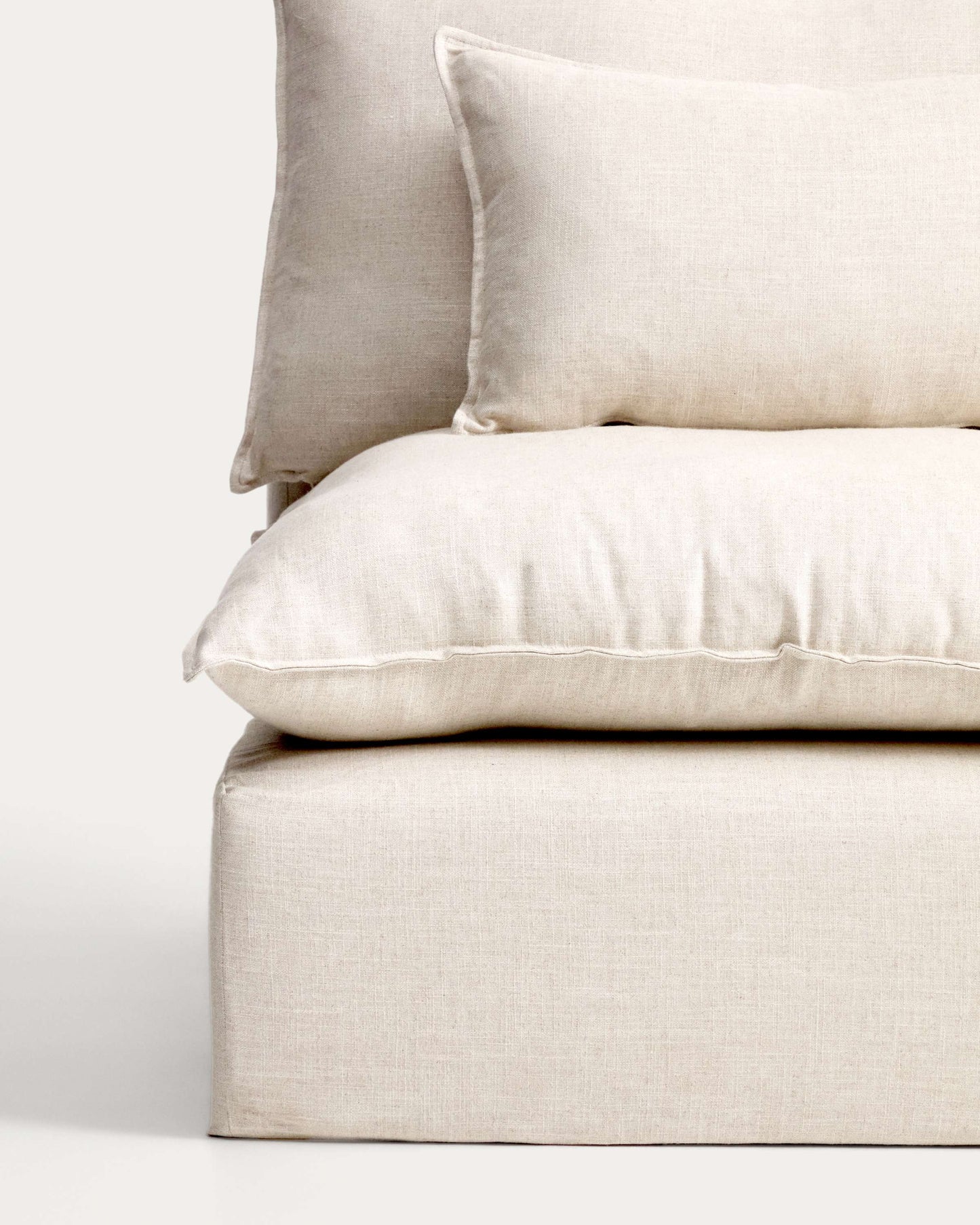 Divano modulare sfoderabile Anarela 5 posti in lino e viscosa beige 330 cm FSC Mix Credit