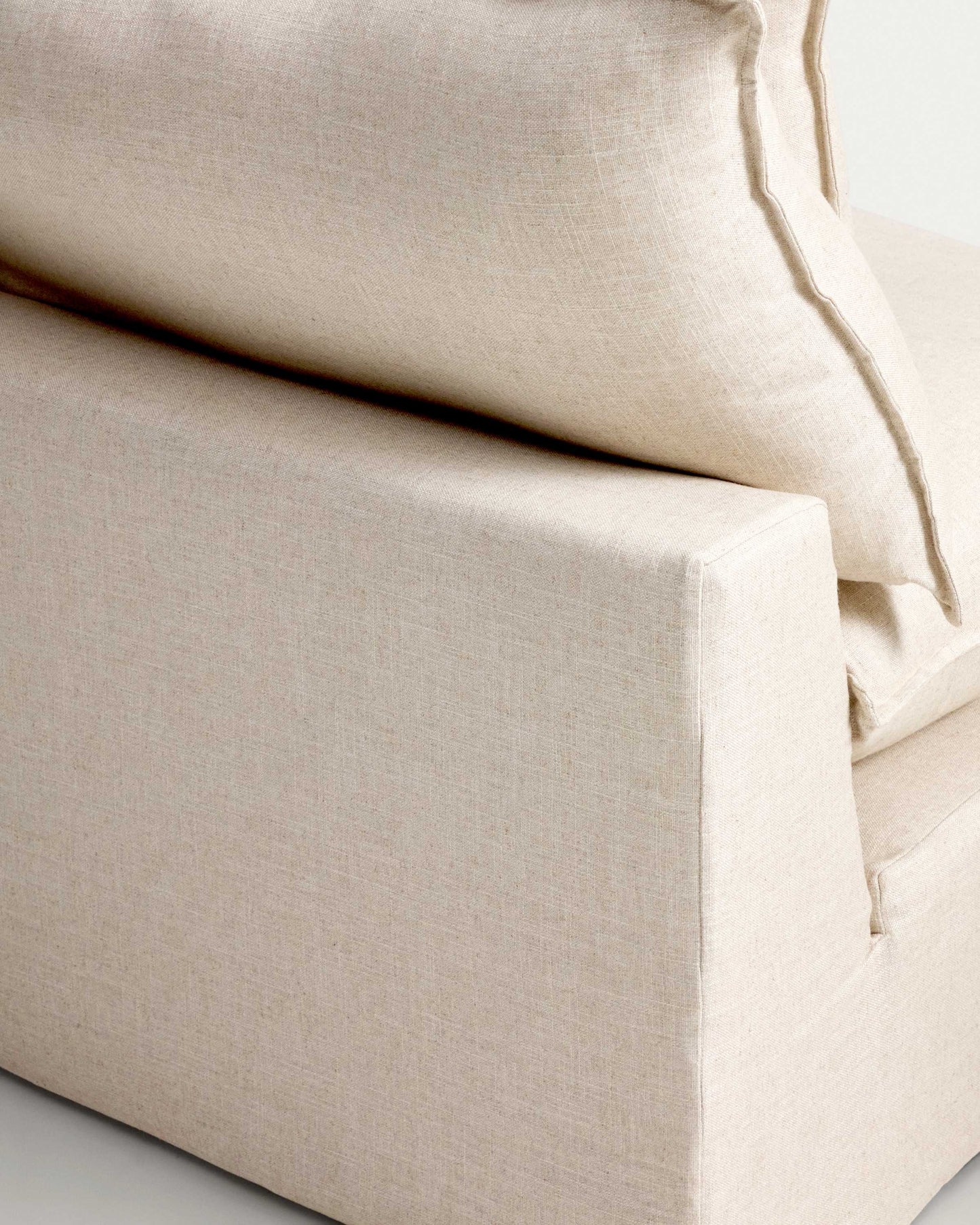 Divano modulare sfoderabile Anarela 5 posti in lino e viscosa beige 330 cm FSC Mix Credit