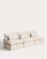 Divano modulare sfoderabile Anarela 5 posti in lino e viscosa beige 330 cm FSC Mix Credit