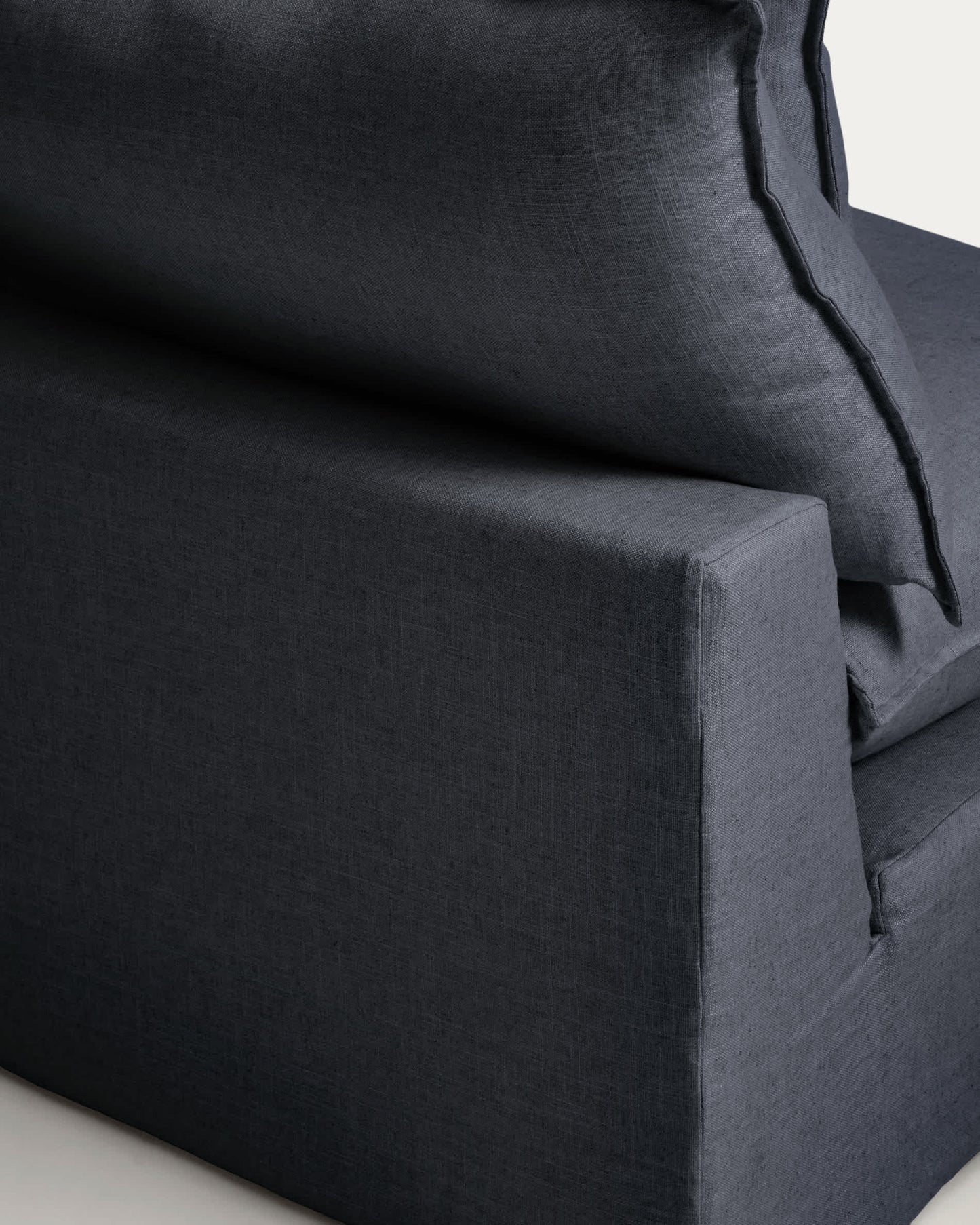 Divano modulare sfoderabile Anarela 5 posti in lino e viscosa grigio scuro 330 cm FSC Mix Credit