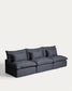 Divano modulare sfoderabile Anarela 5 posti in lino e viscosa grigio scuro 330 cm FSC Mix Credit