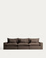 Divano modulare sfoderabile Anarela 5 posti in 100% lino tortora 370 cm FSC Mix Credit
