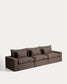 Divano modulare sfoderabile Anarela 5 posti in 100% lino tortora 370 cm FSC Mix Credit