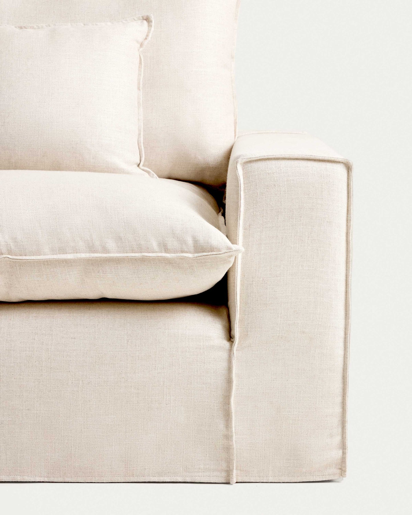 Divano modulare sfoderabile Anarela 5 posti in lino e viscosa beige 370 cm FSC Mix Credit