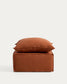 Poggiapiedi sfoderabile Anarela con cuscino in 100% lino terracotta 80 x 80 cm FSC Mix Credit