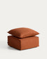 Poggiapiedi sfoderabile Anarela con cuscino in 100% lino terracotta 80 x 80 cm FSC Mix Credit