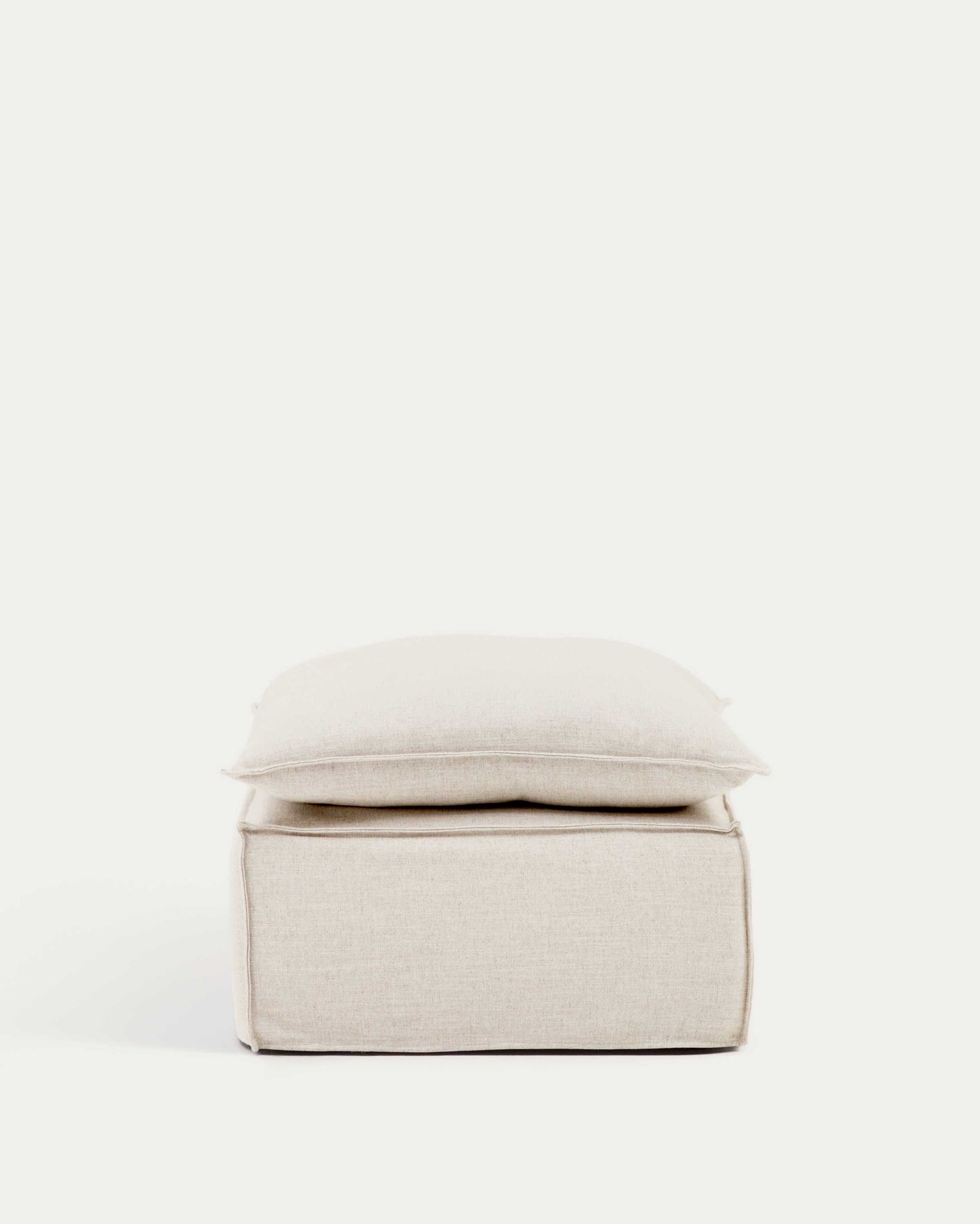 Pouf sfoderabile Anarela con cuscino di lino beige 80 X 80 cm