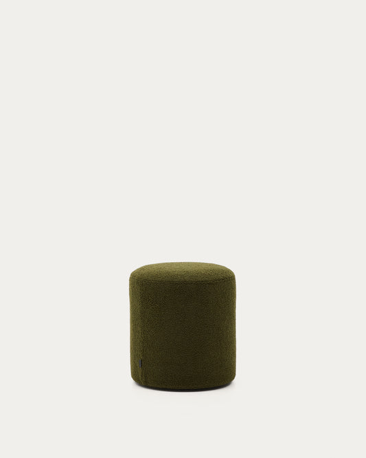 Pouf sfoderabile Kaeli in tessuto bouclé verde Ø 43 cm