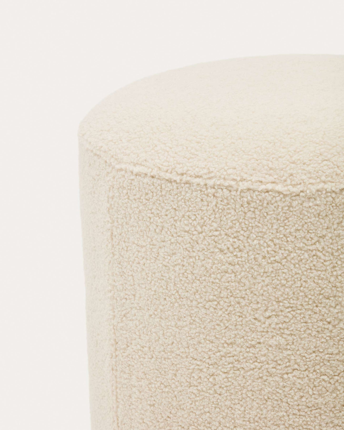 Pouf sfoderabile Kaeli in tessuto bouclé écru Ø 43 cm