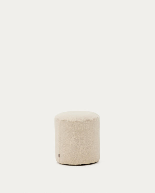 Pouf sfoderabile Kaeli in tessuto bouclé écru Ø 43 cm