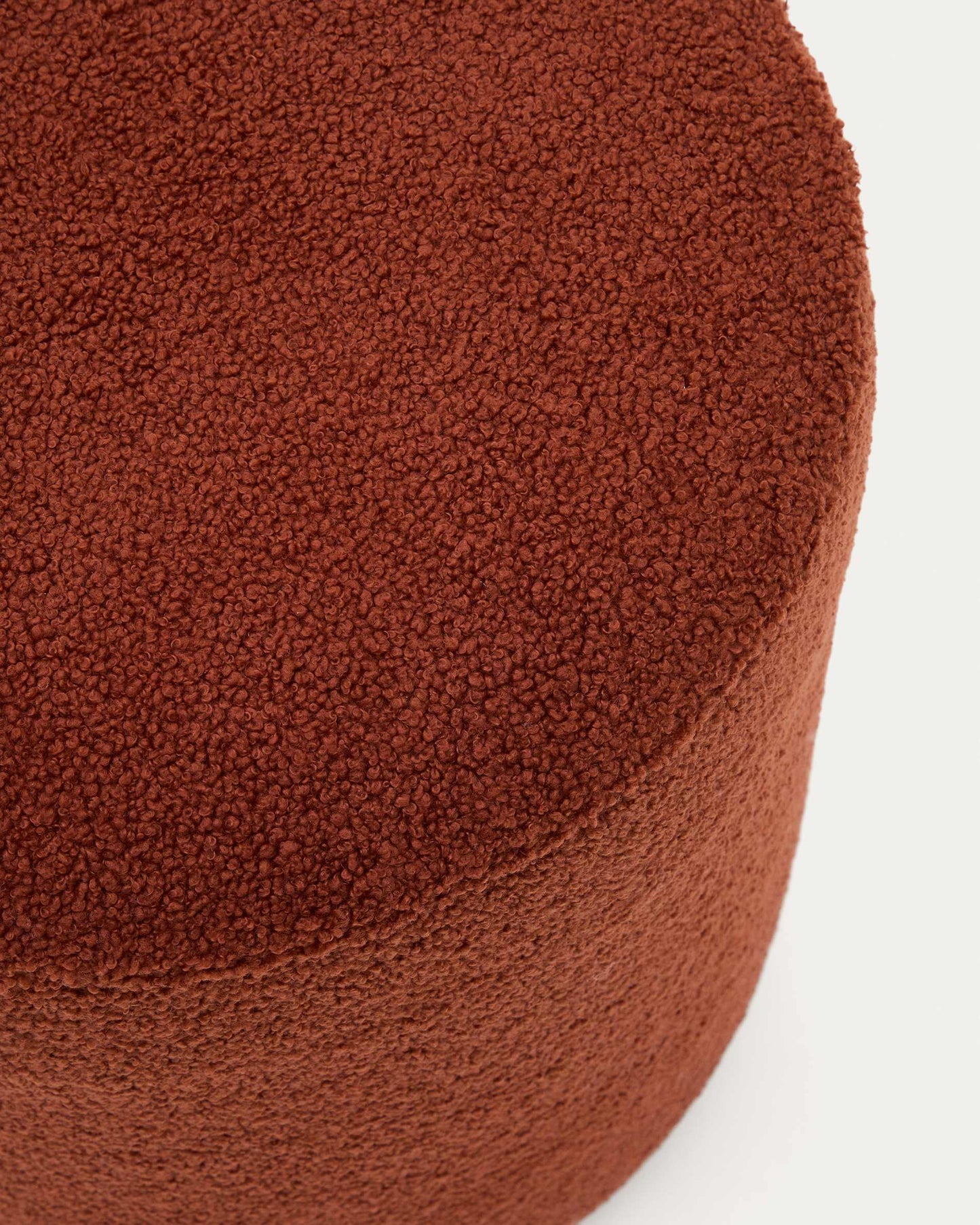 Pouf sfoderabile Kaeli in tessuto bouclé terracotta Ø 43 cm