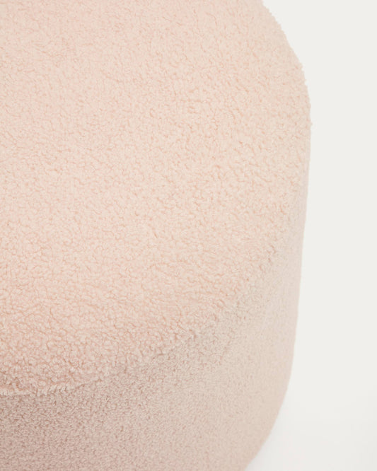 Pouf sfoderabile Kaeli in tessuto bouclé rosa Ø 43 cm