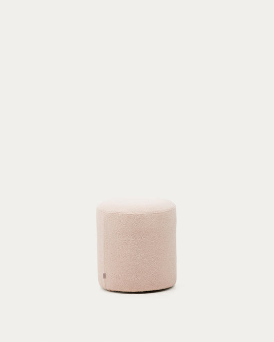 Pouf sfoderabile Kaeli in tessuto bouclé rosa Ø 43 cm