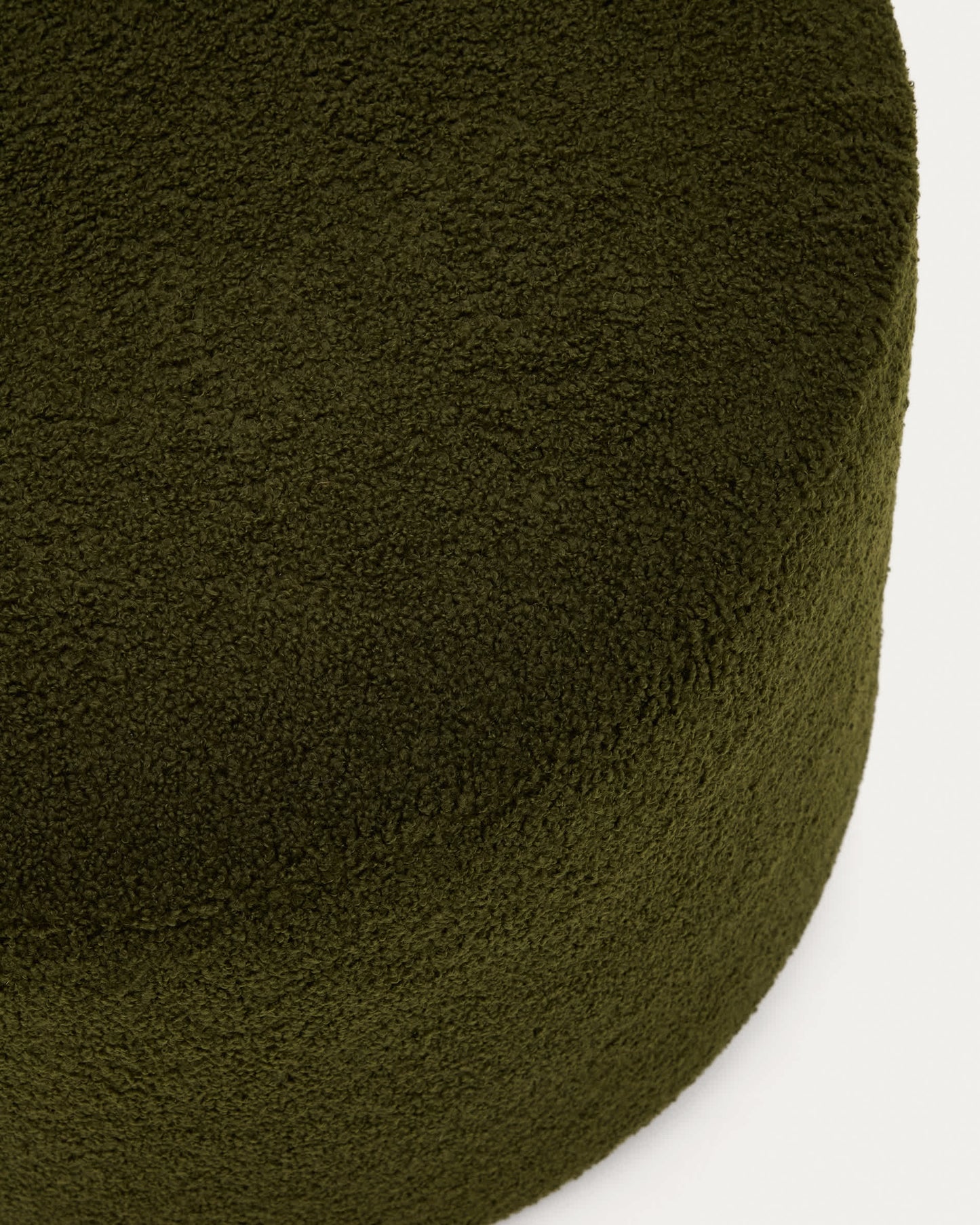 Pouf sfoderabile Kaeli in tessuto bouclé verde Ø 60 cm