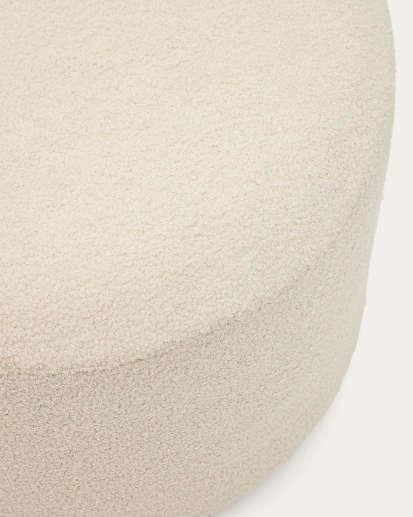 Pouf sfoderabile Kaeli in tessuto bouclé écru Ø 60 cm