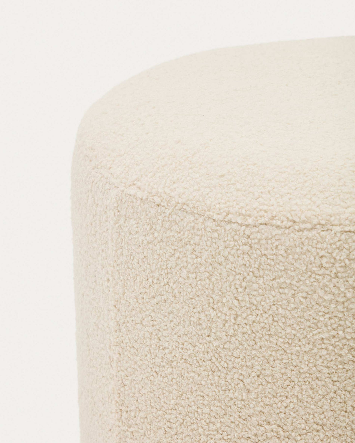 Pouf sfoderabile Kaeli in tessuto bouclé écru Ø 60 cm