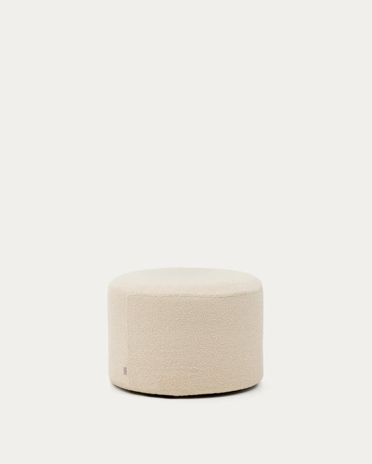 Pouf sfoderabile Kaeli in tessuto bouclé écru Ø 60 cm