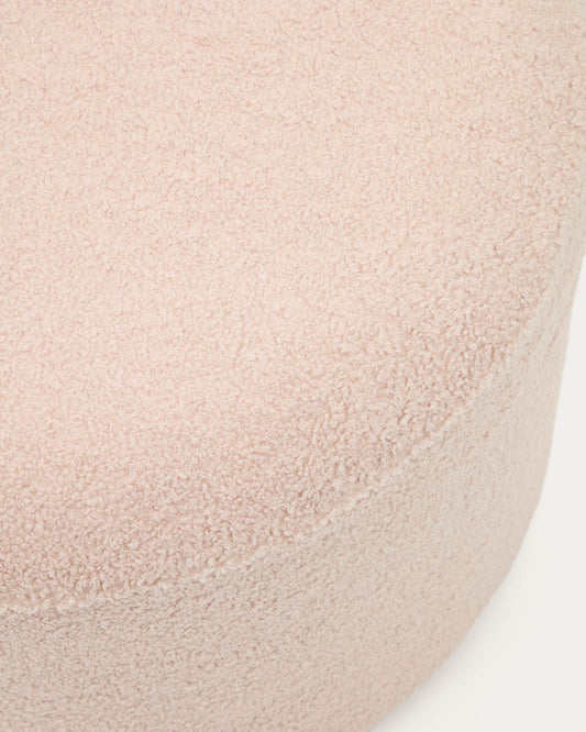 Pouf sfoderabile Kaeli in tessuto bouclé rosa Ø 60 cm