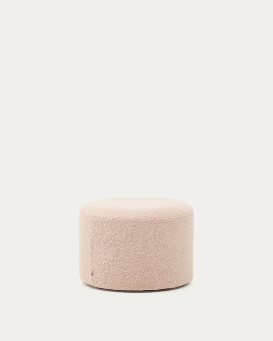 Pouf sfoderabile Kaeli in tessuto bouclé rosa Ø 60 cm
