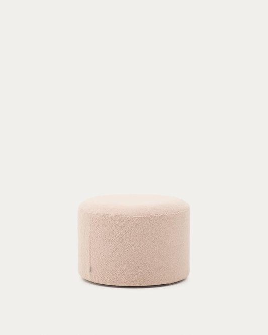 Pouf sfoderabile Kaeli in tessuto bouclé rosa Ø 60 cm