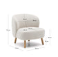 Poltrona Ulit in ciniglia beige e piedi in legno massello di faggio finitura naturale