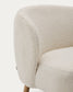Poltrona Ulit in shearling bianco e gambe in legno massello di faggio, finitura naturale
