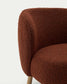 Poltrona Ulit in shearling terracotta e piedi in legno massello di faggio finitura naturale