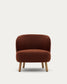 Poltrona Ulit in shearling terracotta e piedi in legno massello di faggio finitura naturale