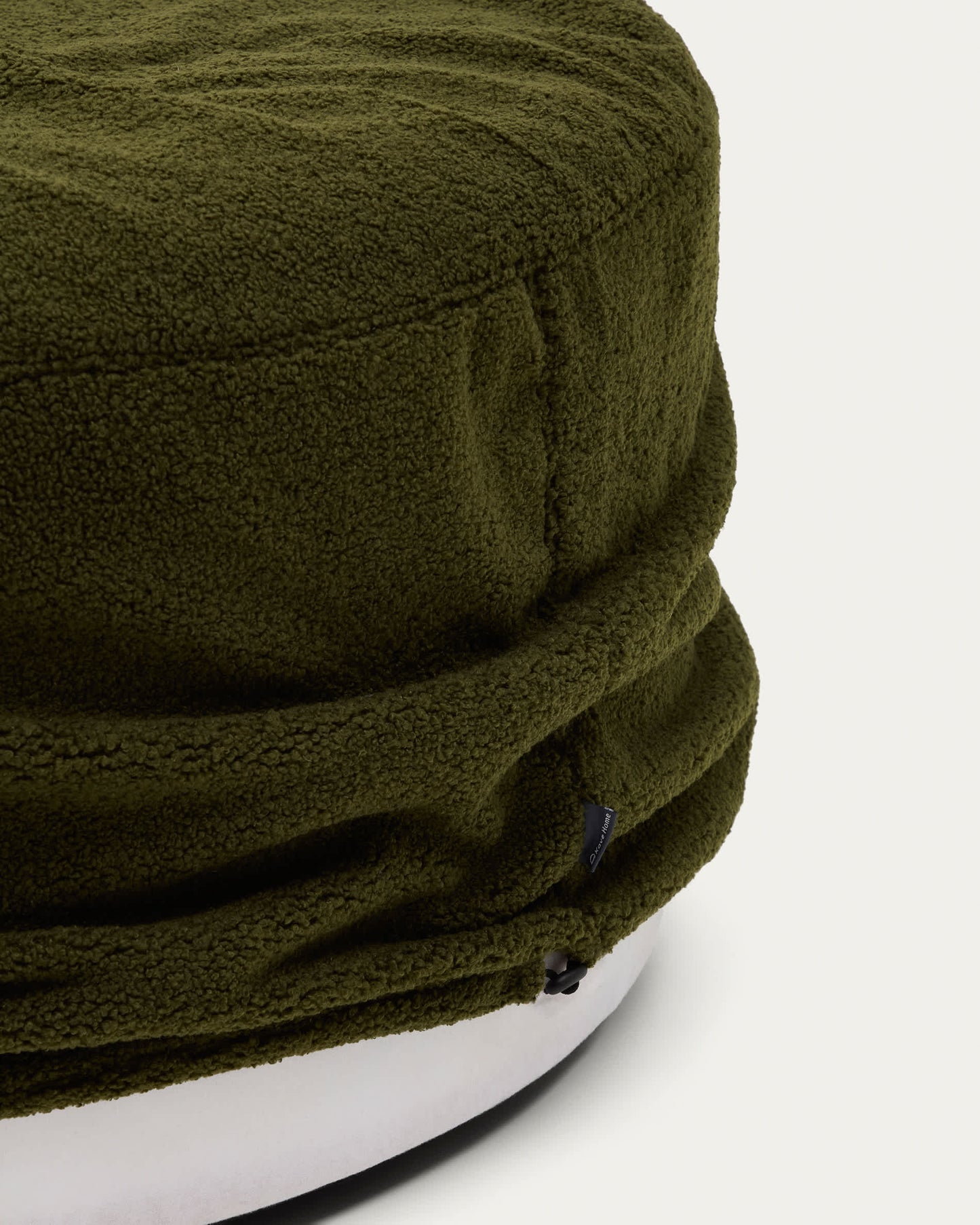 Pouf sfoderabile Kaeli in tessuto bouclé verde Ø 90 cm