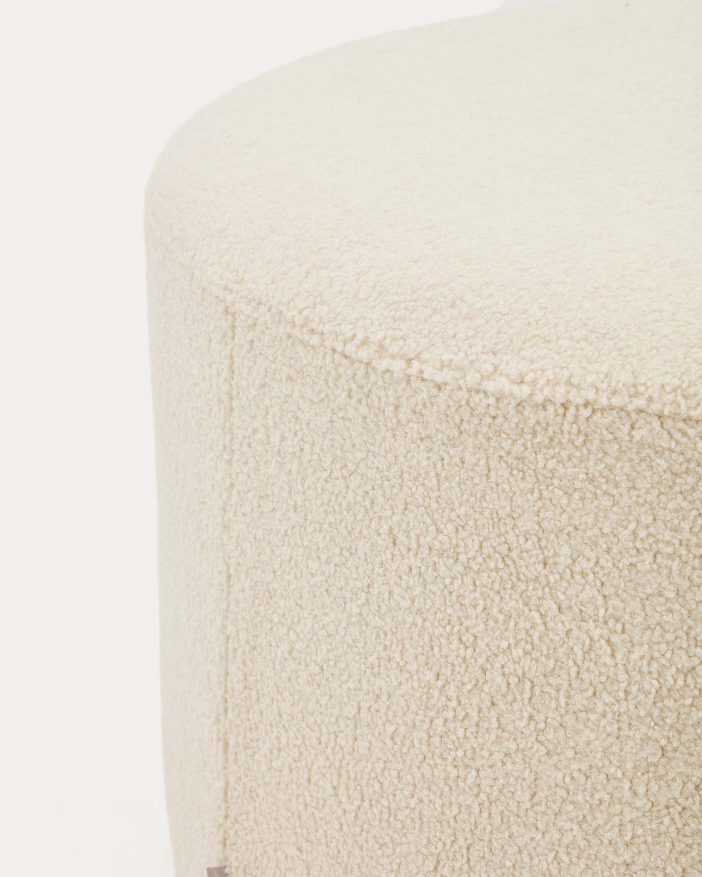 Pouf sfoderabile Kaeli in tessuto bouclé écru Ø 90 cm