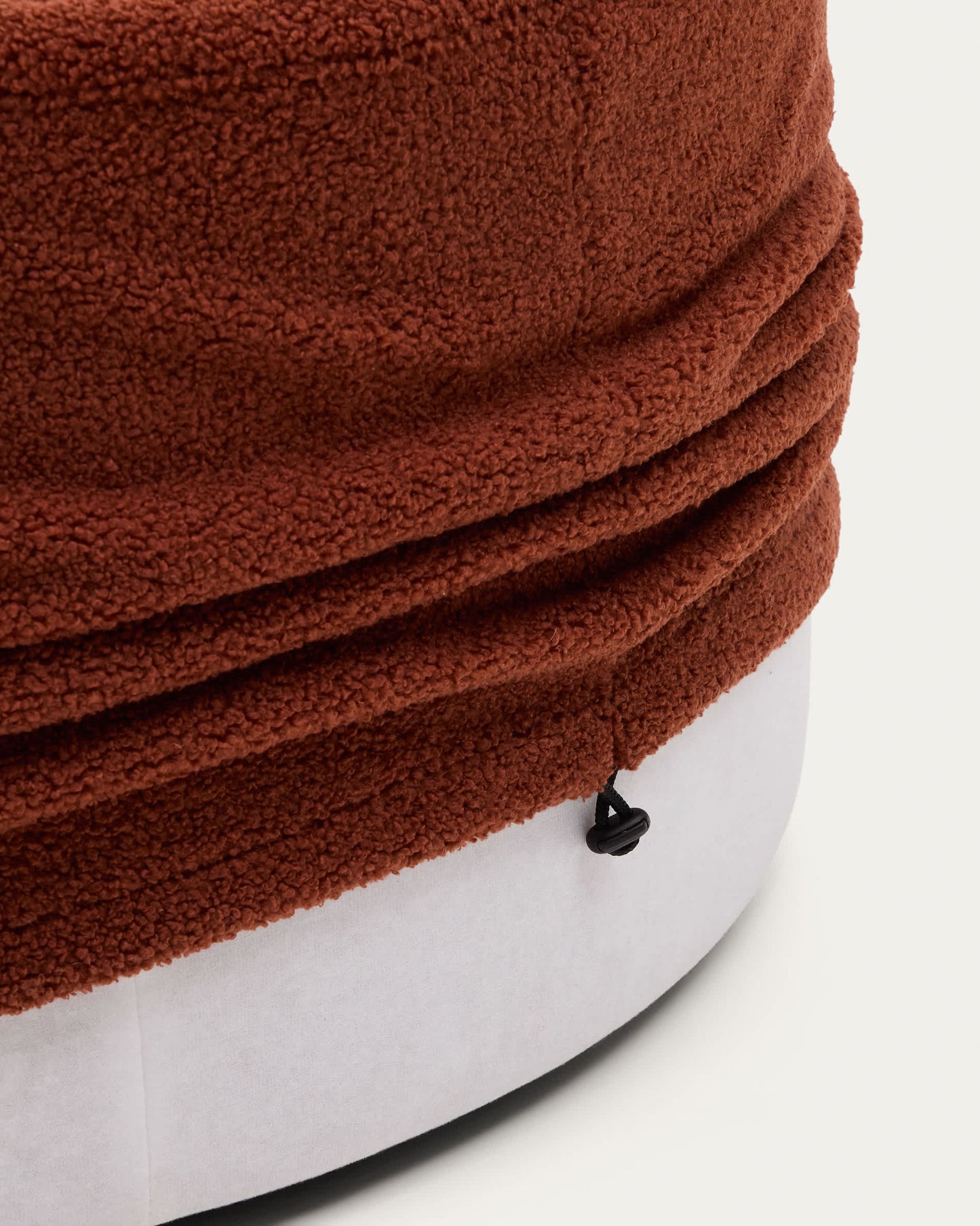 Pouf sfoderabile Kaeli in tessuto bouclé terracotta Ø 90 cm
