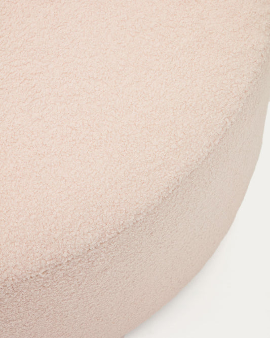 Pouf sfoderabile Kaeli in tessuto bouclé rosa Ø 90 cm