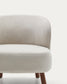 Poltrona Ulit in ciniglia beige e gambe in legno massiccio di frassino con finitura color noce