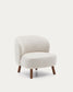 Poltrona Ulit in ciniglia beige e gambe in legno massiccio di frassino con finitura color noce
